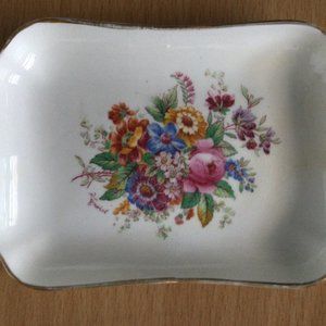 VTG Coalport mini Plate Bone China England Gold Trim Fragrance Floral Bouquet 4"